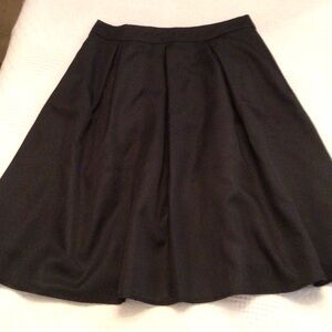 Black Pleated Knee Length Skirt